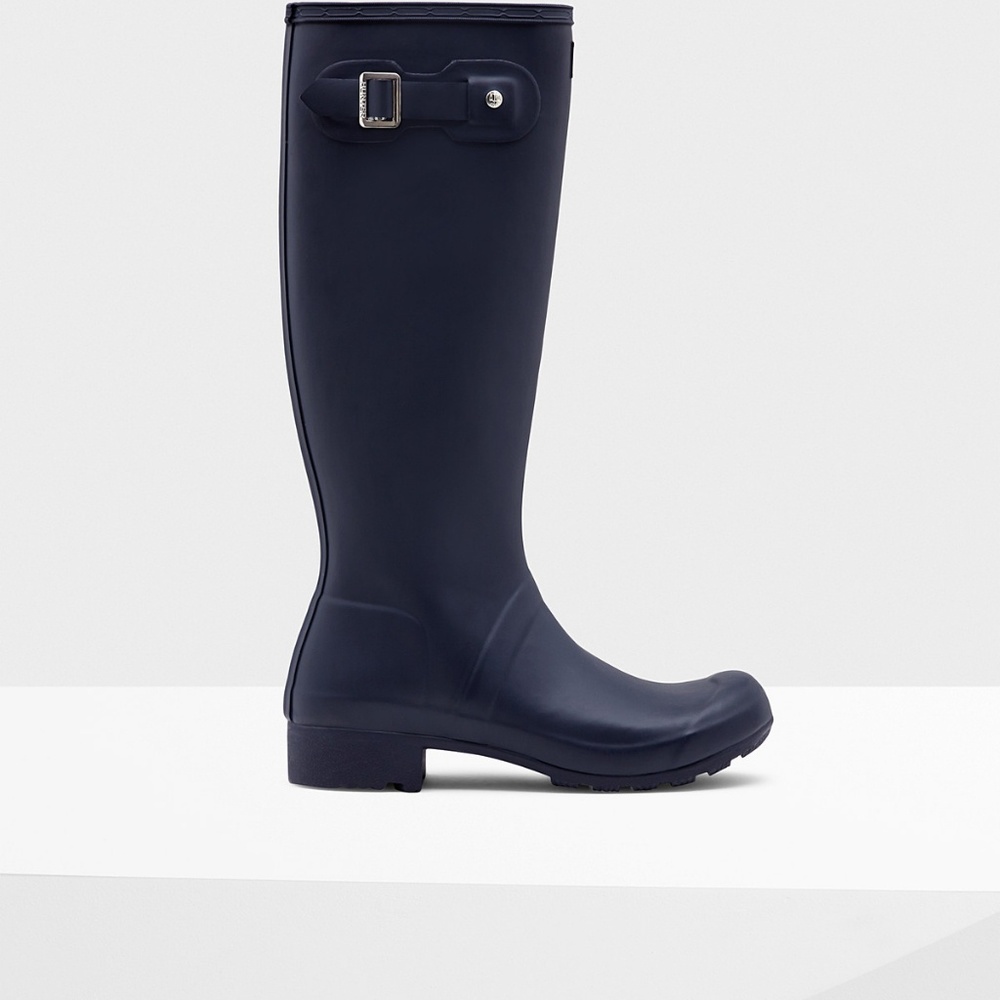 Hunter navy tall rain boots